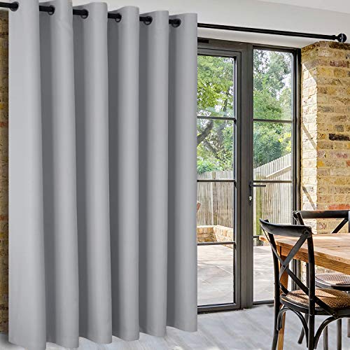 DWCN Total Privacy Room Divider Blackout Curtain - Thermal Curtains for Patio Door, Living Room, Bedroom Partition and Shared Office Space, 1 Grommet Curtain Panel, 8.3 ft Wide x 7 ft Tall, Silver