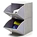EZOWare 2-Tier Storage Organizer, Collapsible Cube Basket Bins Boxes with Pull Down Opening for Home, Nursery Home, and Office - Gray