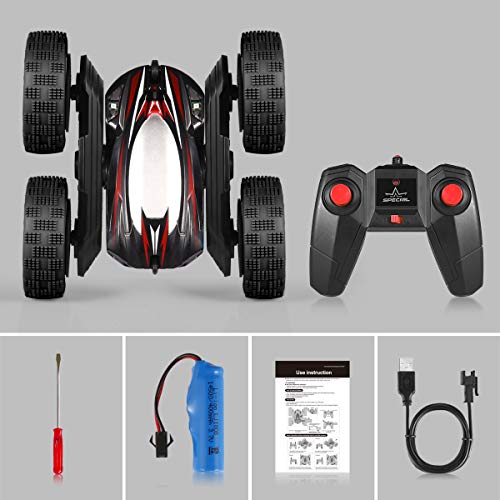 Fane Remote Control Car RC Stunt Car, 4WD Monster Truck Double Sided Rotating Tumbling - 2.4GHz High Speed Rock Crawler Rechargeable Vehicle Toy with Headlights - Thumbnail 6