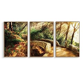 Framed Canvas Wall Art for Living Room, Bedroom Sunshine Through Forest Canvas Prints for Home Decoration Ready to Hanging - 16"x24"x3 Panels