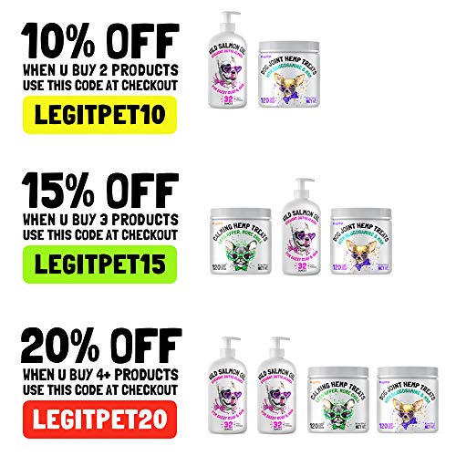 LEGITPET Hemp Hip & Joint Supplement for Dogs - 120 Soft Chews - Made in USA - Glucosamine for Dogs - Chondroitin - MSM - Turmeric - Hemp Seed Oil - Natural Pain Relief & Mobility
