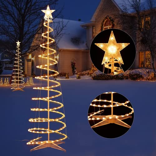 Spiral Outdoor Lighted Christmas Tree, 6 Feet 200 Lights