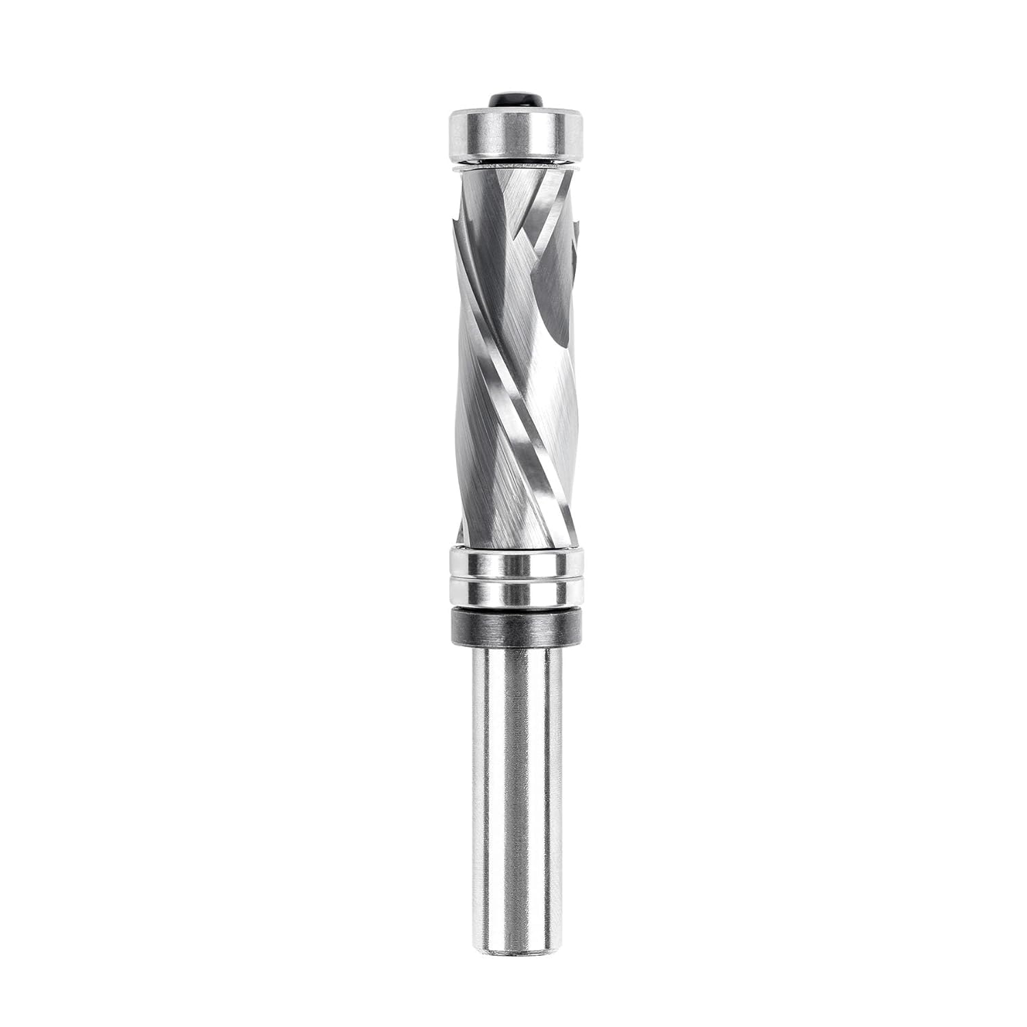 SpeTool Spiral Compression Flush Trim Router Bit, 1/2 Inch Shank, 19mm Diameter, 44.45mm Cut Length, Dual Bearings for Template Pattern Work