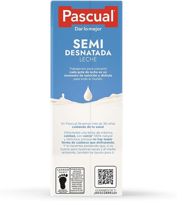 Pascual - Pascual Leite meio gordo - Bem-estar animal - Pack 6 x 1 L