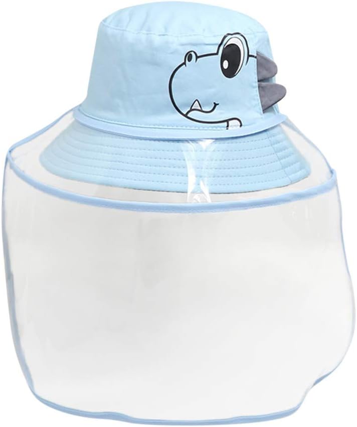 Baby Girls Boys Anti-Spitting Protective Hat Cartonn Dinosaur Fisherman Hat Face Shield Sun Cap 1-3 Years