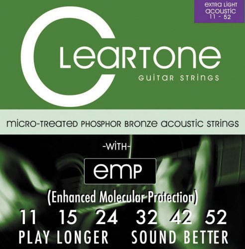 Cleartone Custom-Light Gauge Coated Acoustic Guitar Strings