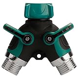 2 way Garden Hose Splitter with Comfortable Rubberized Grip for Easy Garden Life,FULL METAL BODY Y Ball Valve Hose Connector Fits With Outdoor Faucet, Sprinkler / Drip Irrigation Systems