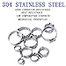 140Pcs 7-21mm 304 Stainless Steel Single Ear Stepless Hose Clamps Assortment kit Crimp Pinch Rings