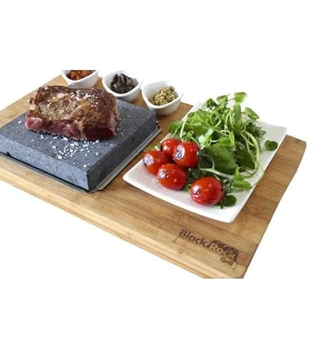 Grill En Pierre De Lave Black Rock - Plateau Bambou 37x19cm