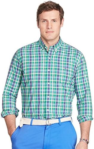 Polo Ralph Lauren Checked Cotton Poplin Shirt Green/Orange Large Tall