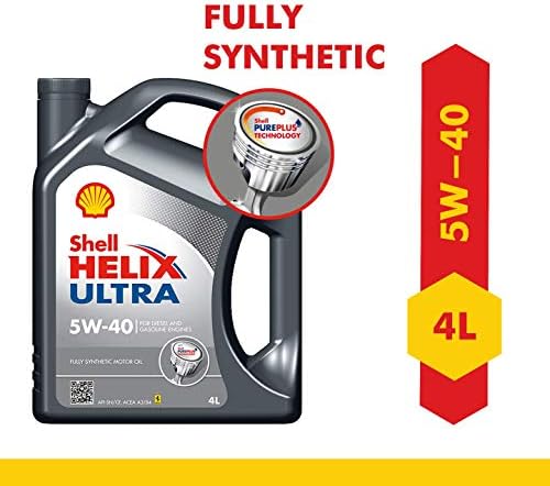 Shell Helix Ultra 5W-40 API SN Fully Synthetic Engine Oil for Petrol, Diesel, CNG/LPG Cars (4 L)
