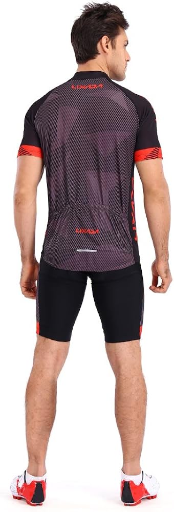 Lixada Men's Cycling Jersey Set Bicycle Short Sleeve Set Quick-Dry Breathable Shirt+3D Cushion Shorts Padded Pants/Bib Short : Clothing