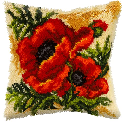 Latch Hook Kit: Cushion: Poppy