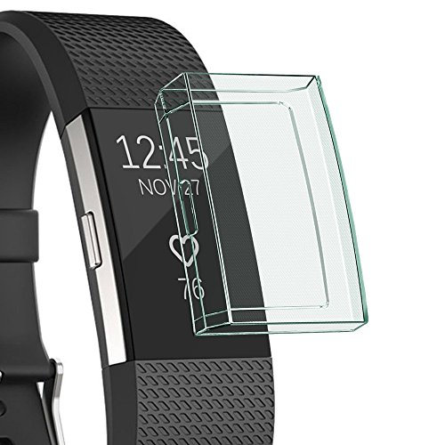 Cywulin for Fitbit Charge 2 Screen Protector, Slim Soft TPU Case Full Around Protective Cover Scratch Proof Shockproof Transparent Bumper Frame Shell Clear Sports Accessories Women Men (Green) - Thumbnail 6