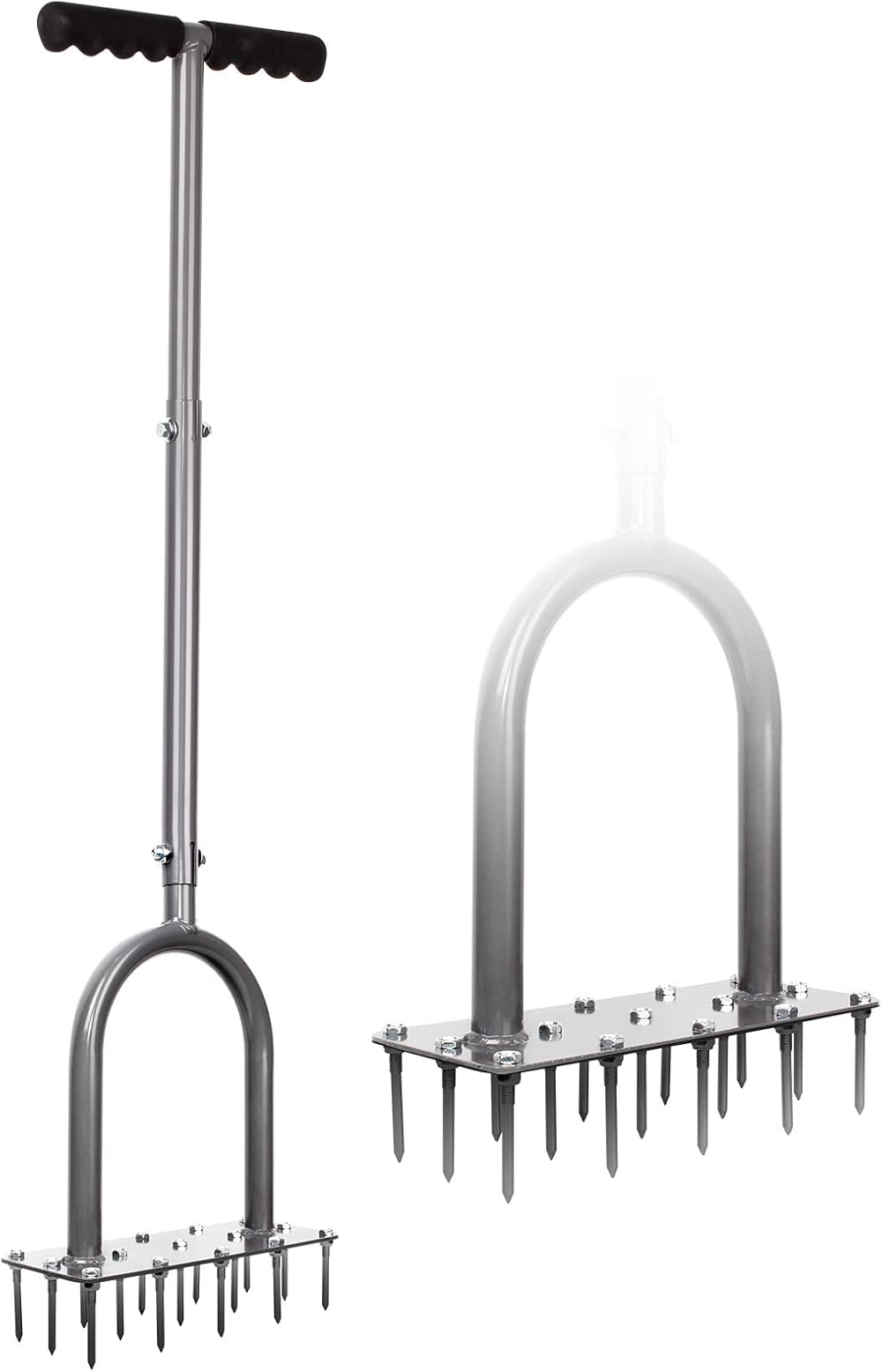 Walensee Lawn Aerator Spike Tool with 15 Iron Spikes, Manual Dethatching, 88cm