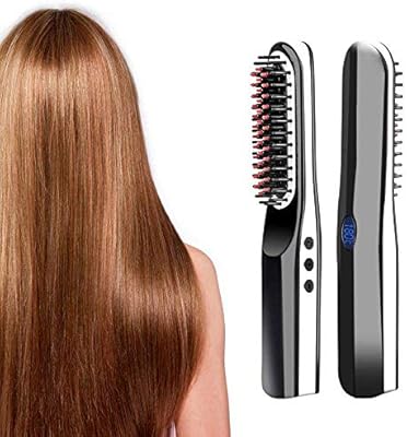 Longbo Usb Hair Straightener Brush Portable Cordless Beard