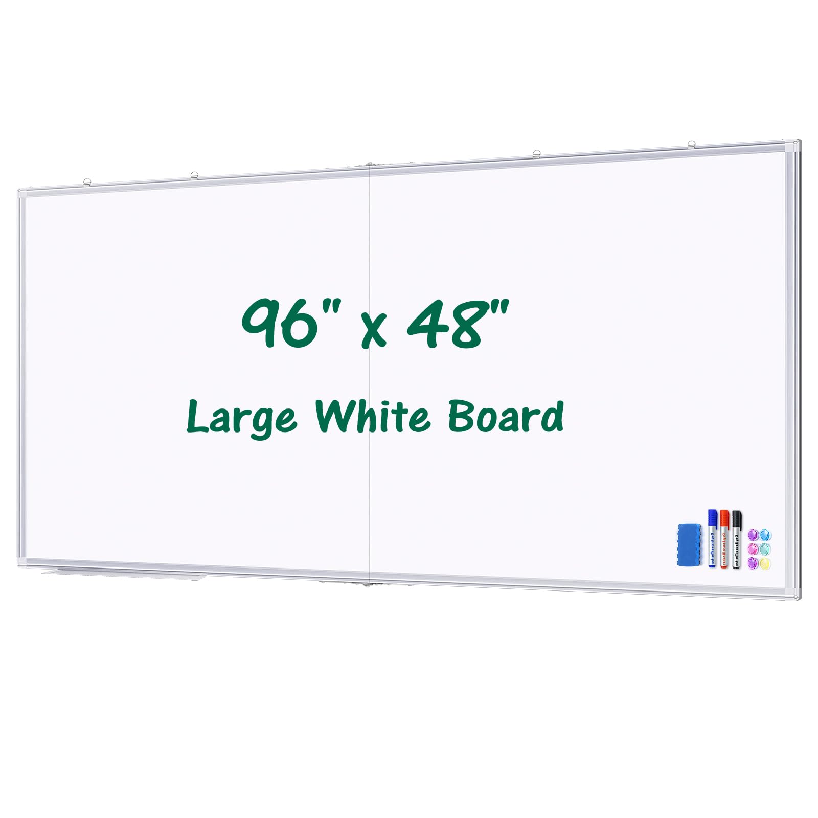 Photo 1 of ***DAMAGED, SEE PHOTOS | TRUCK/TRAILER PICKUP ONLY*** WEYOUNG White Board 96 x 48, Large Magnetic Dry Erase Board for Wall, Foldable Giant Whiteboard Aluminum Frame, 8' X 4' Wall-Mounted Pen Board with Long Marker Tray for Office, Classroom, Home