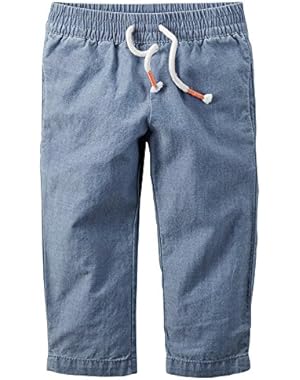 Baby Girls Pull-On Chambray Pants, 24 Months, Blue