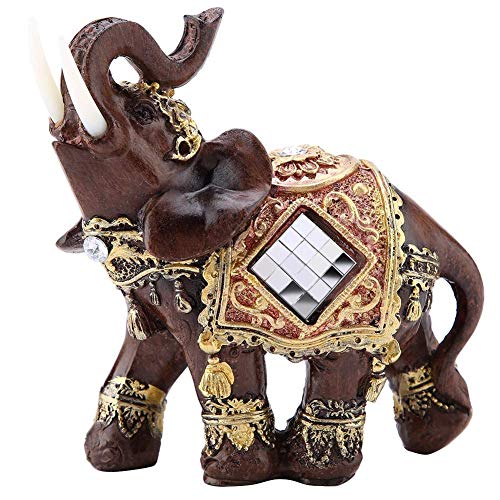 Lucky Wealth Elephant Statue, Lucky Feng Shui Wood Grain Elephant Statue Sculpture Wealth Figurine Gift Home Decoration(#2)