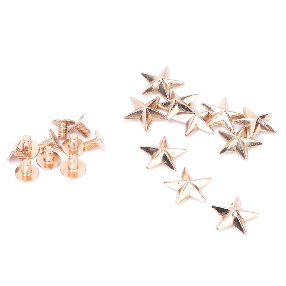 10 x Metal Star Screw Rivet Stud Rivet Tip Screw for Leather Crafts Belt Bags Shoes DIY Decoration (14 mm Convex Gold)