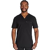 Dickies Scrub Top for Men with Zip Chest Pocket, Rib Knit, I.D. Badge at, 2-Way Stretch Durable & Breathable Fabric - DK865