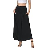 BXGMATAG Womens Elegant Maxi Skirt Casual Ruched High Waisted Flowy Long Skirts Reg and Plus Size Ankle Length Skirt