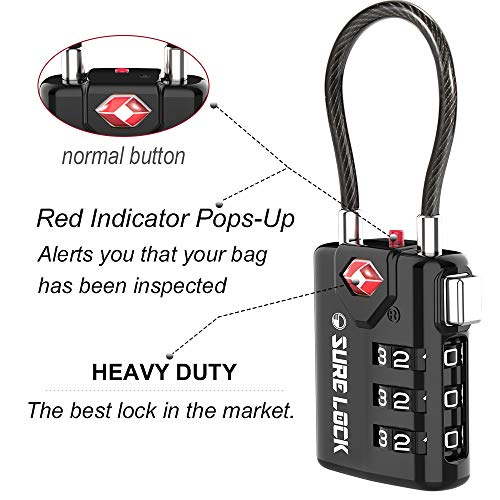 SURE LOCK TSA Compatible Travel Luggage Locks, Inspection Indicator