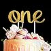 ONE Cake Topper - Stunning 1st Birthday Gold Party Decorations - Double-Sided Glitter - Great Cake Smash Photoshoot Prop. Ideal for Baby Boy, Baby Girl First Birthday