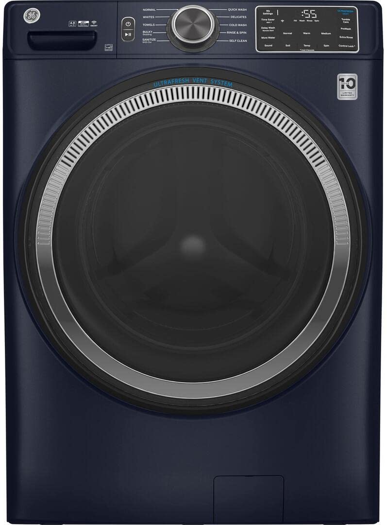 GE GFW550SPRRS 28 Inch Smart Front Load Washer with 4.8 cu. ft. Capacity, 1300 RPM, Time Saver Option, Connects with Amazon Alexa, in Saphire