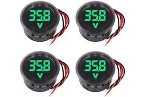 JUZITAO 4PCS DC 12V 24V Car Voltmeter LED Digital Display Voltmeter 4-100V Waterproof Digital Round Panel Voltage Tester Gauge Meter for Boat Vehicle Motorcycle Truck ATV UTV (Green Light)