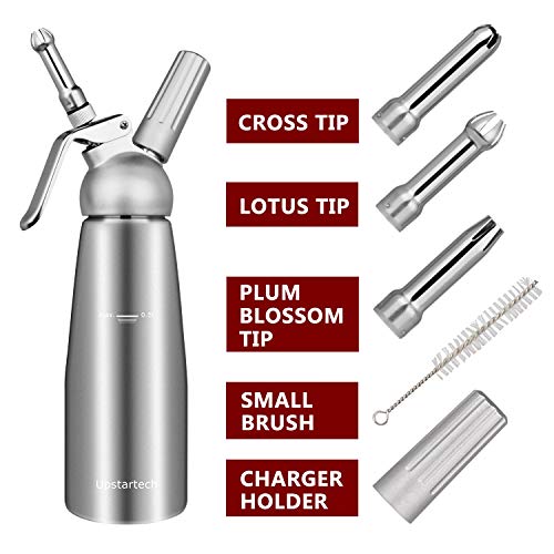 Whipped Cream Dispenser,Aluminium Cream Whipper Dispenser with 3 Stainless Steel Decorating