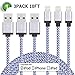 Xcords(TM) 3Pack 10ft Nylon Braided iPhone Lightning to USB Syncing and Charging Cable Cord Compatible with iPhone 7/7 Plus/ 6/ 6 Plus/ 6s/ 6s Plus /5/5s/5c/SE iPad/iPod Touch 5/iPod Nano 7(White)