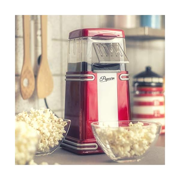 Gadgy--Hot-Air-Popcorn-Maker-l-Retro-Popcorn-Machine-Low-Calorie-Fat-Free-l-Healthy-Pop-Corn-Popper-Cinema-at-Home Gadgy Popcorn Machine - Retro Popcorn Maker - Hot Air Popcorn Popper - Fat Free Oil Free Gourmet Popcorn - Healthy Snack