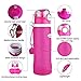Kemier Collapsible Silicone Water Bottles-750ML,Medical Grade,BPA Free.Can Roll Up,26oz,Leak Proof Foldable Sports & Outdoor Water Bottles (Pink)