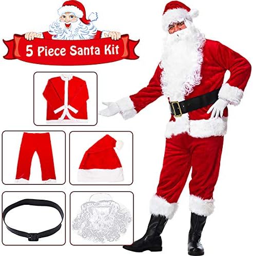 aingycy Santa Claus Costume Christmas Flannel Deluxe Santa Suit for Cosplay Christmas Festival