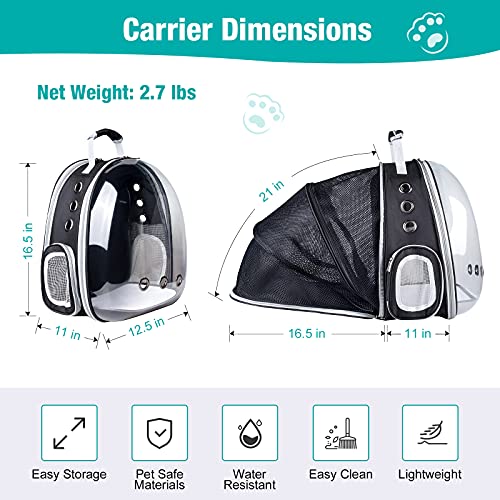 Expandable Cat Backpack, Siivton Space Capsule Transparent Pet Carrier