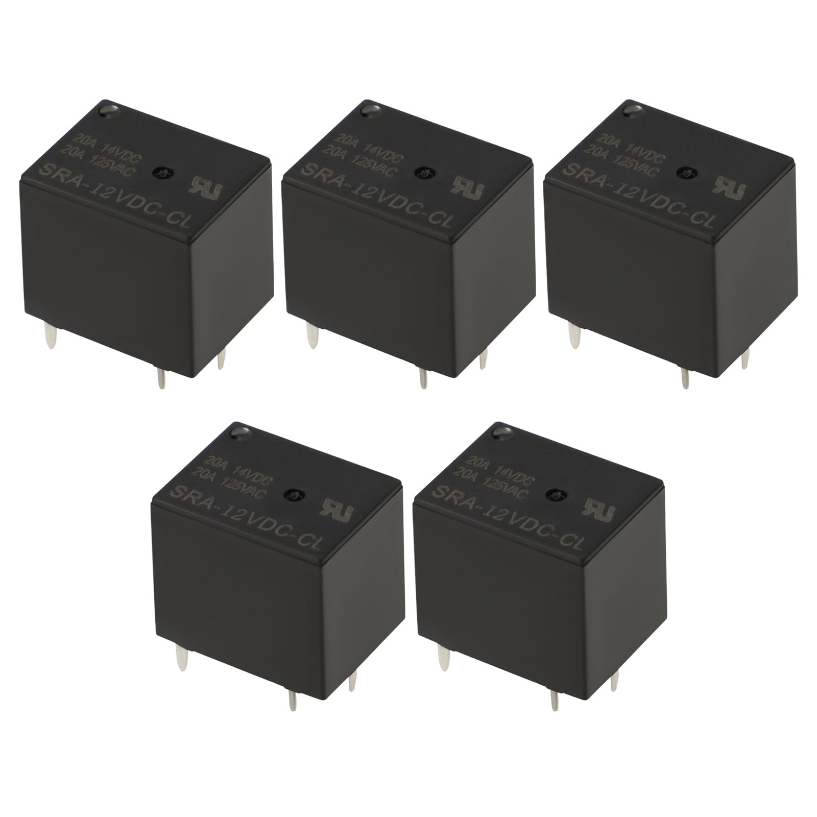 Photo 1 of Micro Traders 5Pcs SRA-12VDC-CL 5 Pin Type Mini Power Relays 12V DC Coils 20A / 10A 14VDC 125VAC SPDT Contacts Automobile Relay PCB General Purpose Relay