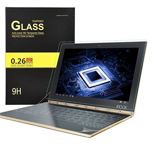 KuGi lenovo yoga book Screen protector and Keyboard Screen Protector, 1 Pack 9H Hardness Tempered Glass Screen Protector and 3 Pack HD clear Keyboard Protector for lenovo yoga book tablet (Clear)