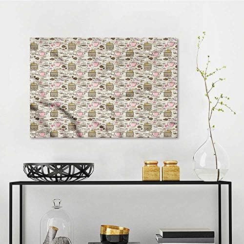 one1love Coffee Anti-Fading Oil Painting Grinder Mill Cups and Beans Contemporary Abstract Art W31 xL23