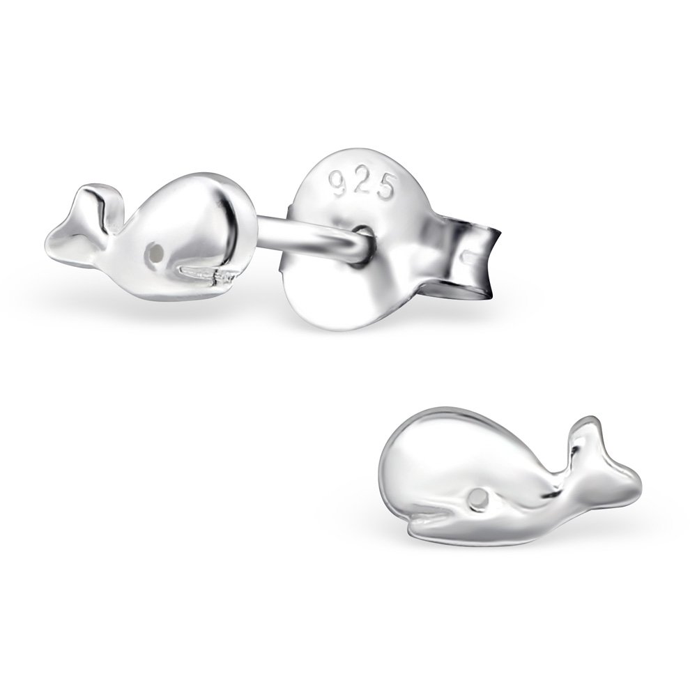 925 Sterling Silver Women Tiny Whale Stud Earrings for Women & Girls – Gift-Ready Jewellery by The Rose & Silver Company