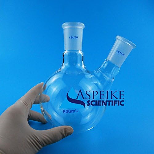 500ml,24/40,Round Bottom Glass Flask,2 Necks,500ML,Lab Boiling Bottle,Double-Neck
