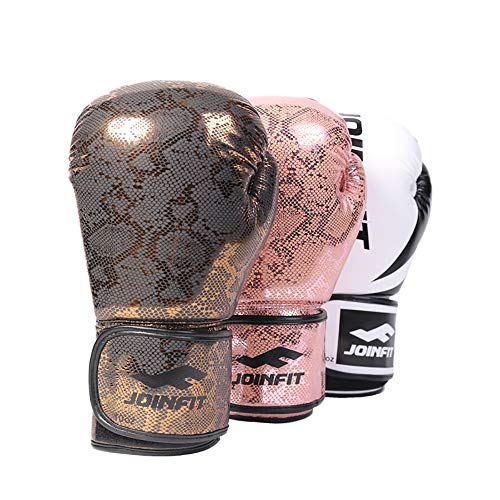 Electric Magic 10oz Pro Grade Python Style Gold Boxing Gloves Kickboxing Bagwork Gel Sparring Training Gloves Punching Bag Mitts Men & Women