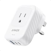 Anker Travel Adapter, Type G Adapter for Travel, US to UK Plug Adapter, 15W | International Travel Essentials, 2 AC, 1 USB A, 2 USB C, Compact for iPhone, iPad, England, Ireland, TUV Listed