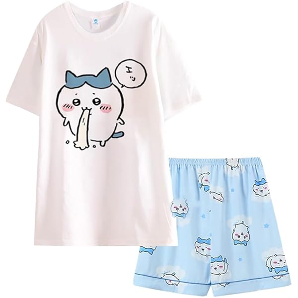 Women's Cute Cotton Pajamas Set, Short Sleeve, 2-Piece, Cartoon