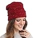 Brook + Bay Cable Knit Beanie Winter Hat for Women - Warm, Chunky, Soft Stretch, Thick & Cute Knitted Caps for Cold Weather Maroon