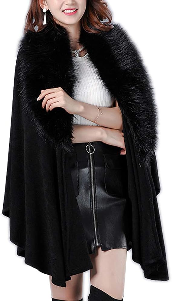 Amazon アンミダ Anmida ストール ポンチョ 大判 ファー付 レディース ショール ファーストール ファー ストール 秋 秋冬 冬 結婚式 誕生日 プレゼント 着物 二次会 パーティー ファッション小物 通販