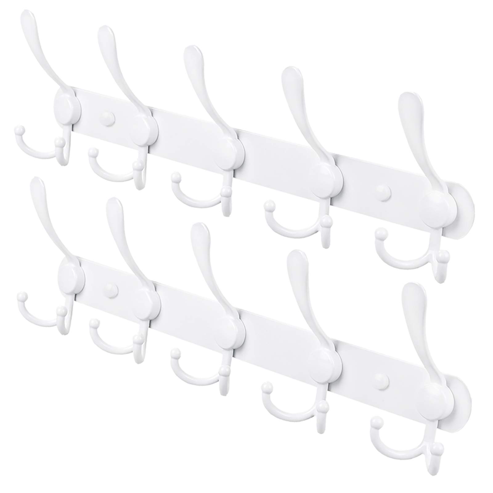 WHITGO Wall Mounted Coat Hook, 2 Pack 15 Hooks Heavy Duty Stainless Steel Coat Hook Rail Organizer Rack Robe Hat Clothes Wall Mount Hook Hanger Towel Rack