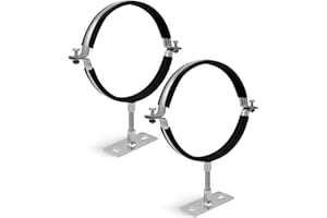 2 Pcs 6 Inch Adjustable Pipe Bracket, Heavy Duty Round Pipe Support Bracket with Anti-Slip Pads, Galvanized Metal Split Ring 