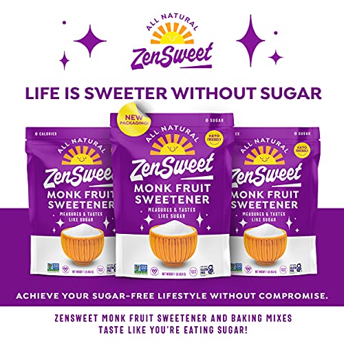 ZenSweet Monk Fruit Sweetener 11 Sugar Substitute 1lb Zero