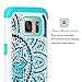 Galaxy S7 Case, HengTech (TM) Premium Durable Dual Layer Hard amp and Soft Hybrid Rhinestone Bling Armor Defender [ Anti Scratch ] Phone Case Cover Shell (White/Turquoise)